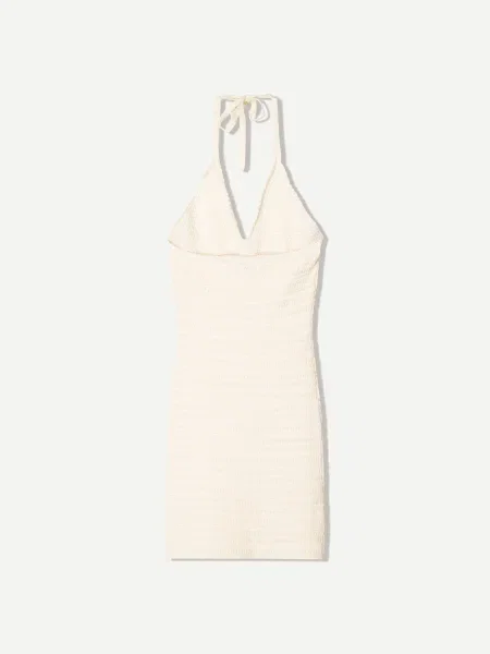 Bershka Pletena obleka ecru