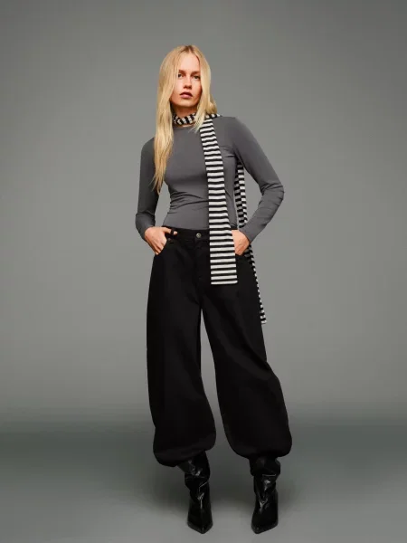 Bershka Koszulka Z Długim Rękawem Soft Kobieta Xs Ciemnoszary