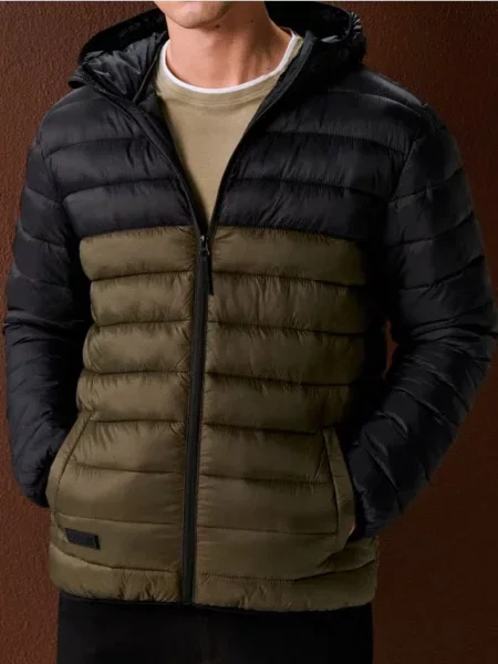 Sinsay Kurtka puffer z kapturem zielony