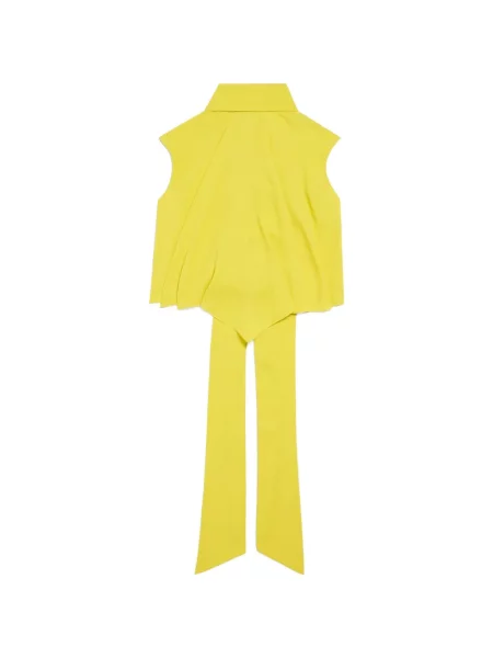 Bluză Balenciaga cu funde drapată galben