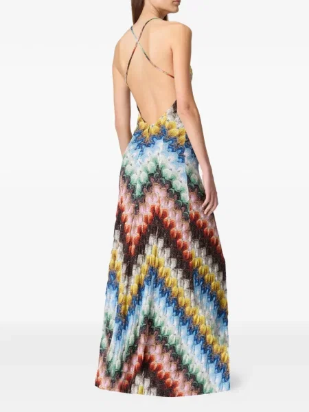 Rochie maxi Missoni cu decolteu în V alb