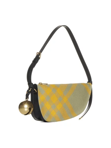 Torebka Burberry wełniana w kratę żółta