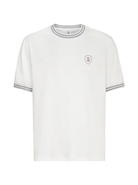 Tricou Brunello Cucinelli cu broderie alb
