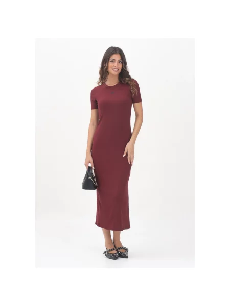 Calvin Klein Jeans sukienka bordowy maxi prosta czerwona