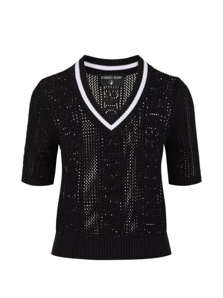 Pulover Iceberg cu decolteu în V negru