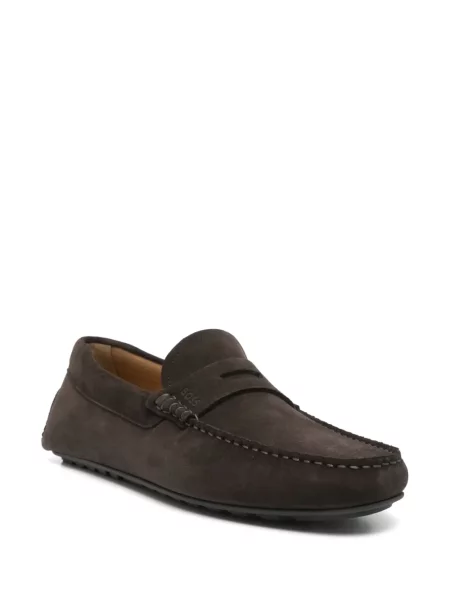 Pantofi loafer Boss din piele de căprioară maro