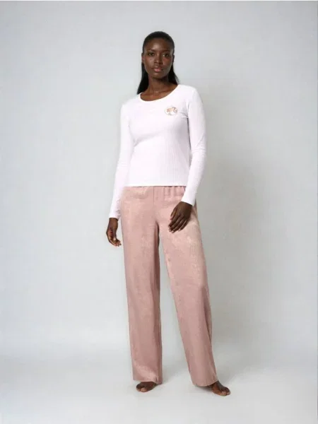 Піжама з довгим рукавом і штанами з легкої тканини Barbie кремовий