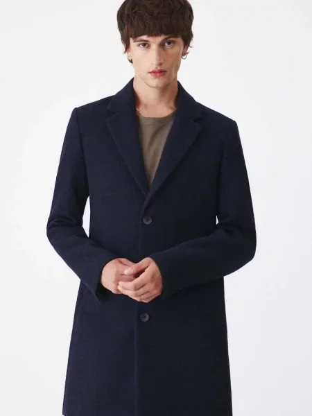 Medicine palton din lana barbati marin de tranzitie albastru