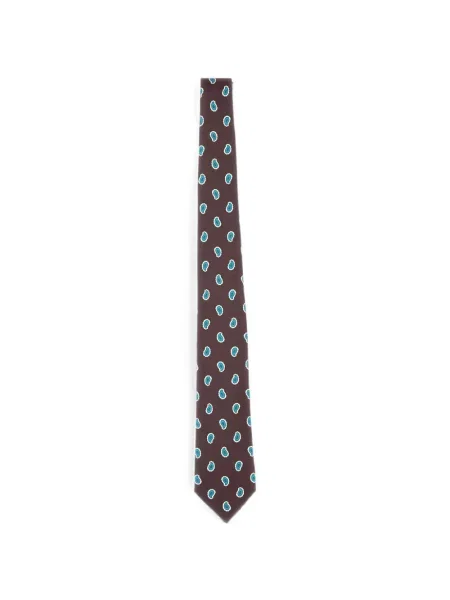 Cravată Kiton cu model paisley maro