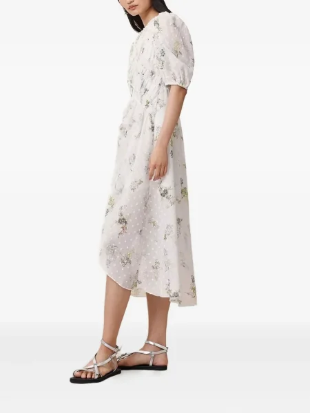 Rochie Allsaints cu model floral cu imagine de costum alb