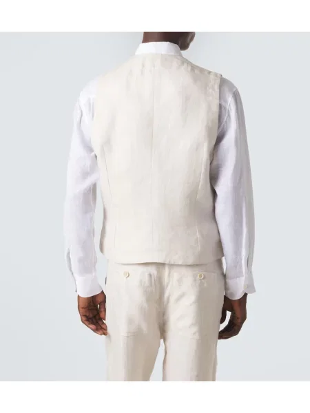 Vestă Brunello Cucinelli de in cu model herringbone alb