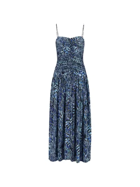 Rochie Ulla Johnson cu volane din jerseu albastru