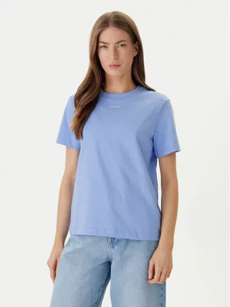Класическа тениска Calvin Klein с автограф синьо
