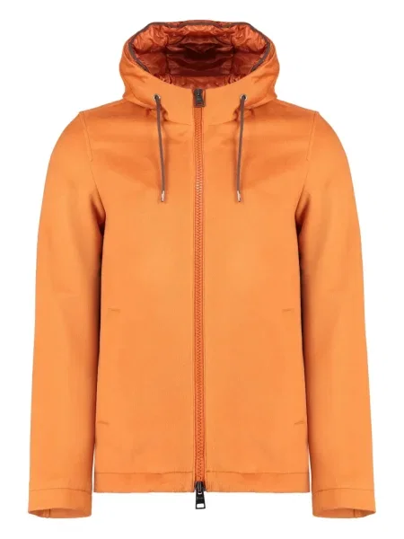 Geacă cu puf Herno din cașmir cu glugă portocaliu