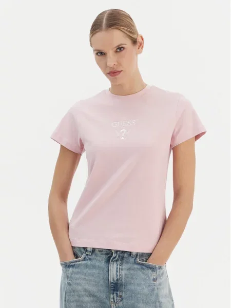 Tričko GUESS Colette Ss Tee Light Purple Blossom L fialové