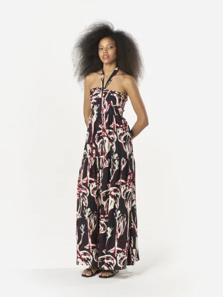 KOROSHI Rochie de vară crem / roșu negru