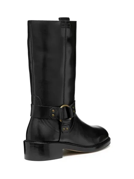 Geox cizme de piele D NALVIA cu plat negru