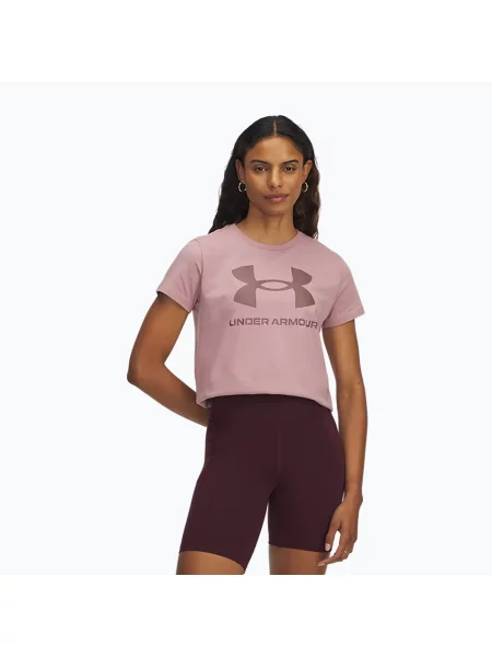 Tricou de antrenament pentru femei Under Armour Rival Logo turmalină/maro cețos roz