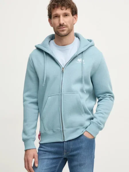 Dukserica Alpha Industries za muškarce s kapuljačom s tiskom siva