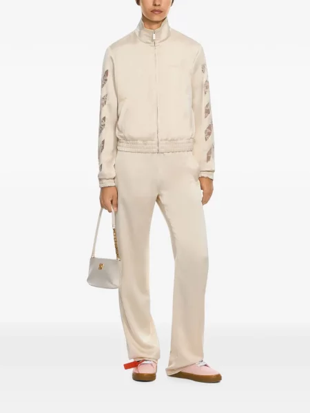 Pantaloni Off-white din satin alergare alb