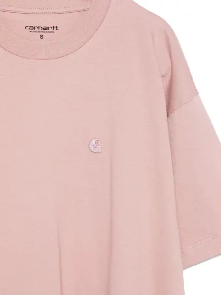 Къс тениска Carhartt Wip с автограф розово
