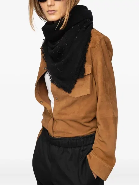 Fular Zadig&voltaire cu franjuri negru