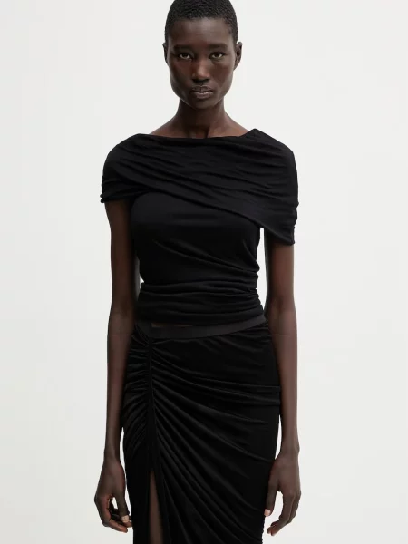 Rick Owens Lilies blúzka s ramienkami dámska z viskózy Lola čierna