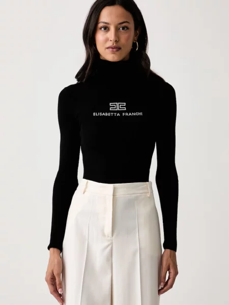 Elisabetta Franchi pulover pentru femei din lână negru