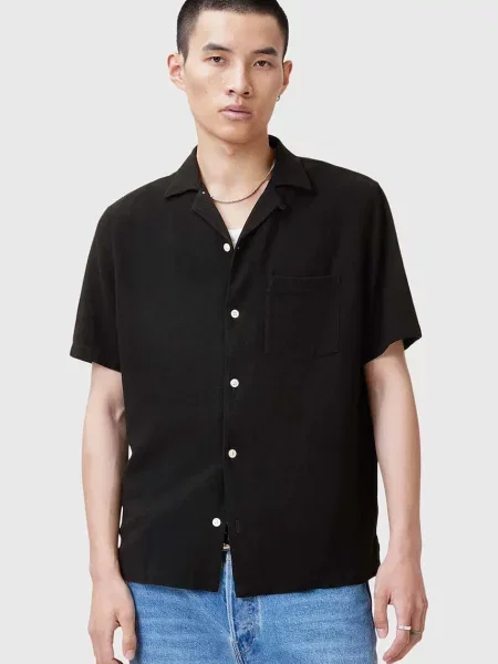 Srajca s primesjo lanu AllSaints CUDI črna