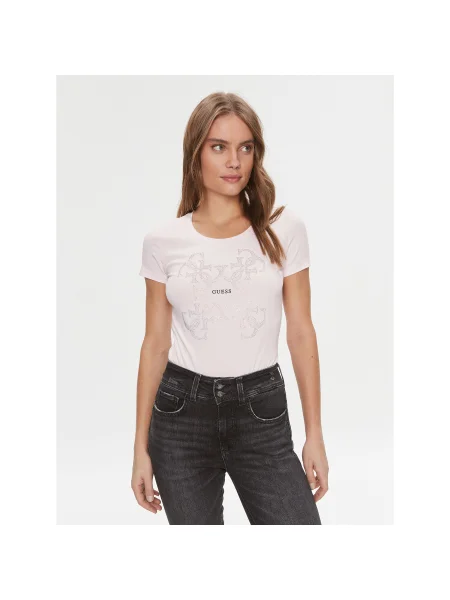 Guess Póló Slim Fit rózsaszín