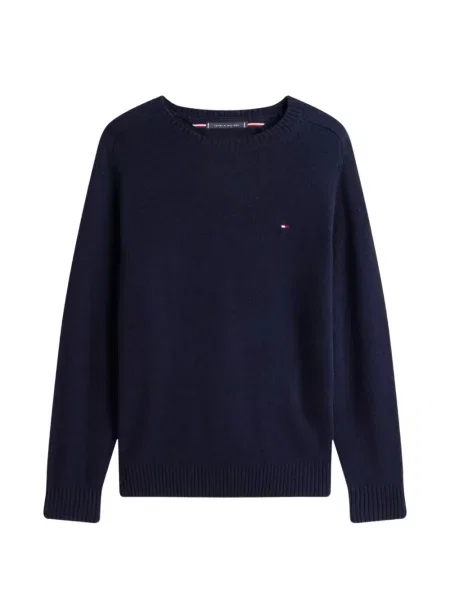 Пуловер Tommy Hilfiger с кръгло деколте синьо
