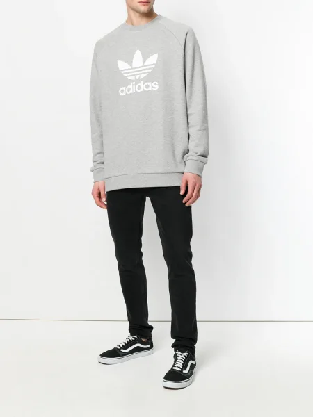 Суичър с качулка Adidas сиво