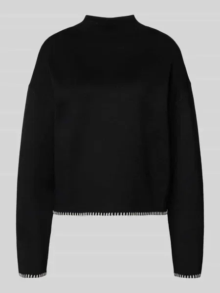 Sweter z dzianiny z mieszanki ze wzorem ze stójką Jake*s Collection czarny