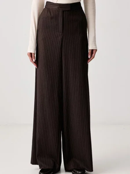 Marella pantaloni wide leg pentru femei cu lână MLLMAGGIO maro