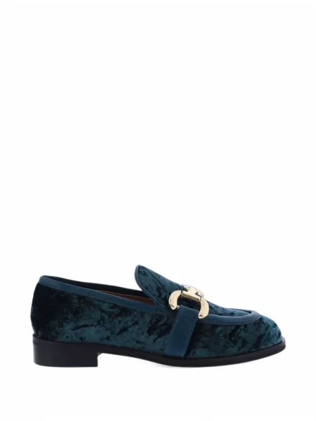 Pantofi loafer Paris Punk de catifea verde