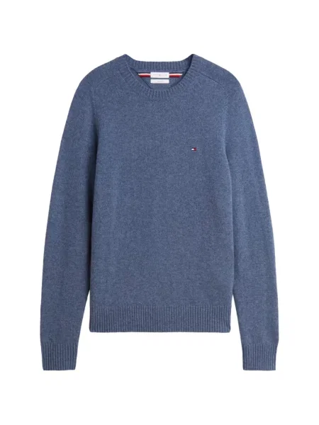 Pulover Tommy Hilfiger cu broderie cu decolteu rotund albastru