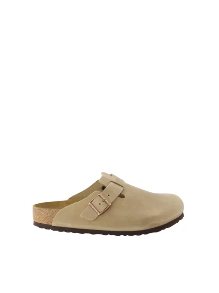 Birkenstock klapki nubukowe Boston brązowy beżowe
