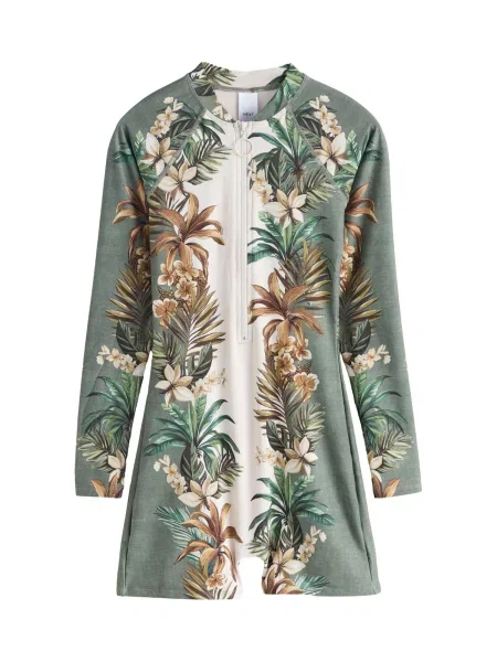 Next Costum de baie întreg crem / ombră / oliv / jad verde