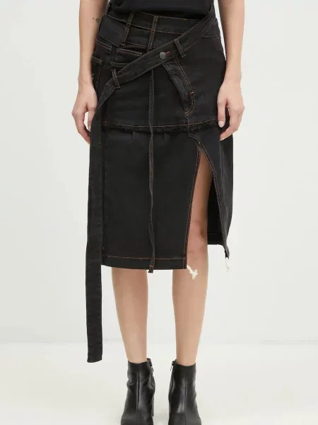 Ottolinger spódnica jeansowa Signature Wrap Denim Skirt midi rozkloszowana szary