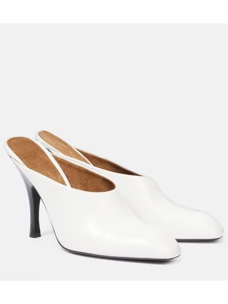 Papuci tip mules Khaite din piele alb