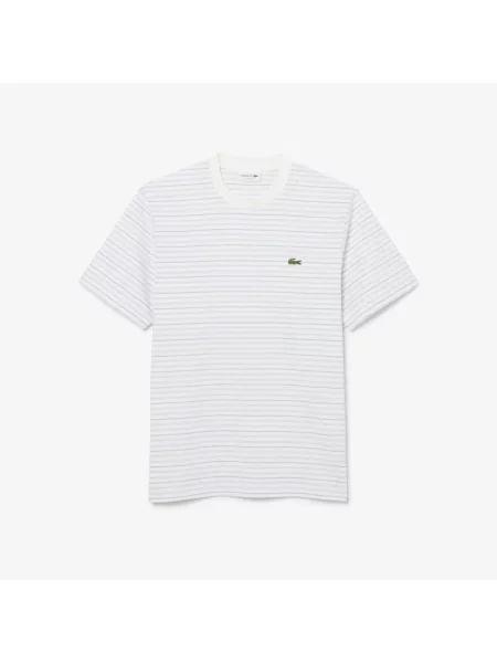 Lacoste T-Shirt Z Okrągłym Dekoltem W Paski Classic Fit biały