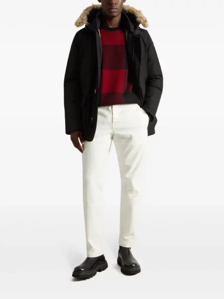 Sweter wełniany Woolrich wełniany w kratę czerwony