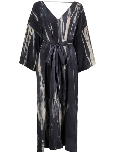 Sukienka Voz z nadrukiem z dekoltem w serek w abstrakcyjne wzory niebieska