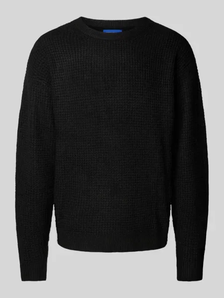 Sweter z dzianiny z fakturowanym wzorem model ‘OLLIE’ Jack & Jones czarny