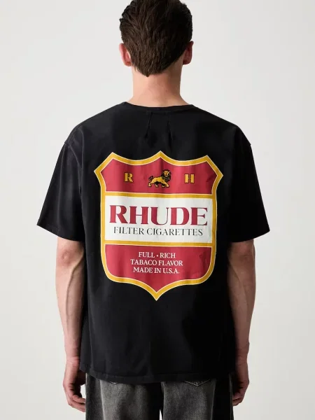 RHUDE tricou oversized din pentru bărbați negru