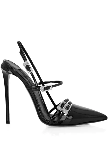 Pantofi cu toc Philipp Plein cu cataramă slingback negru