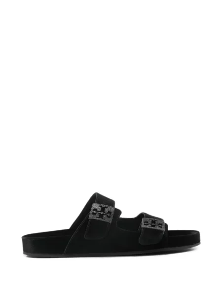 Sandale Tory Burch de catifea cu cataramă negru
