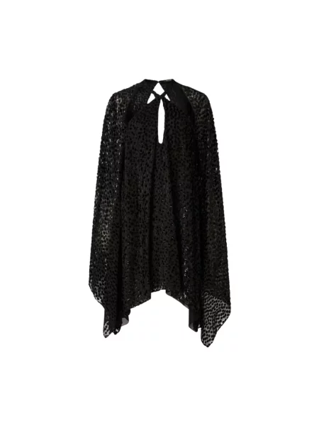 Lniana sukienka Roberto Cavalli w grochy czarna