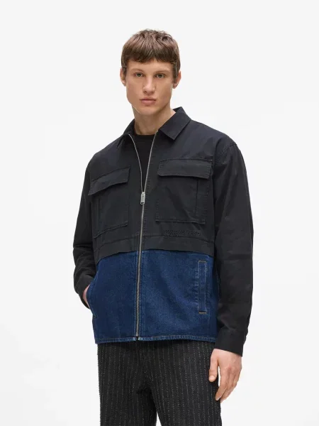 KARL LAGERFELD JEANS Prechodná bunda modrá denim čierna