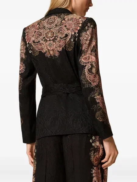 Sacou Twinset cu imagine cu model paisley negru